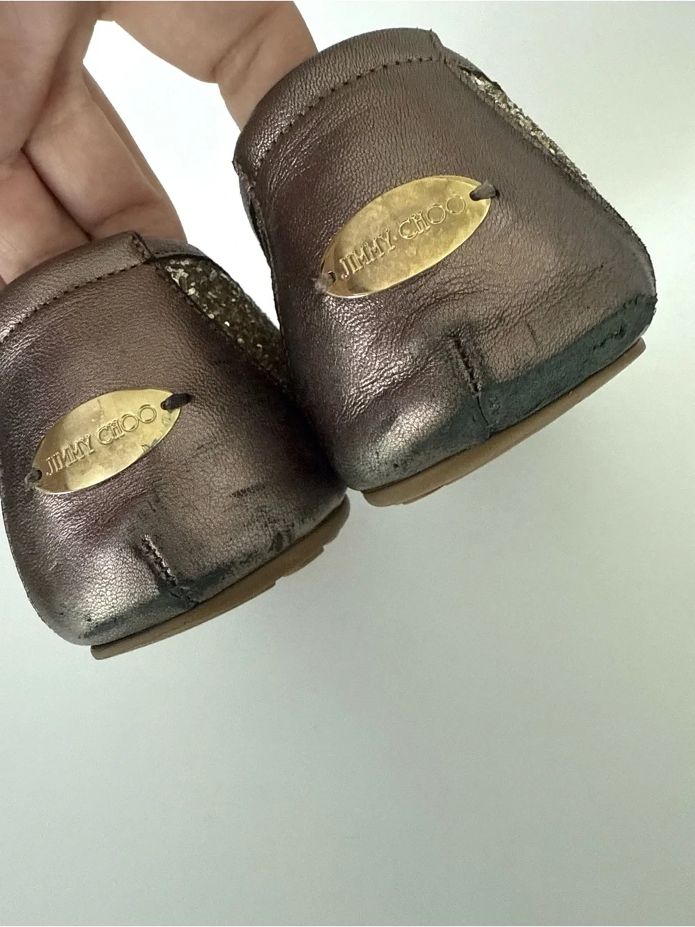 Jimmy Choo Women's Glitter Ballet Flats in Gold